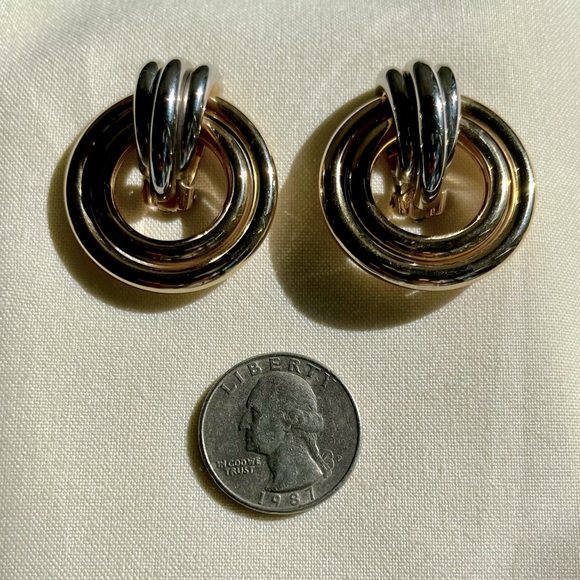 Gold and Silver Door Knocker Earrings - Picture 14 of 16